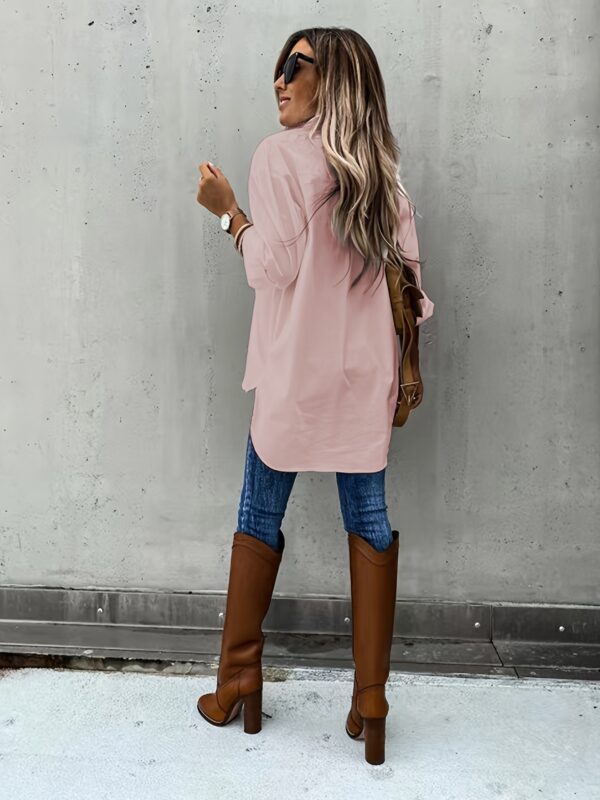 Simple Casual Long Sleeve Shirt With Pocket - Image 5