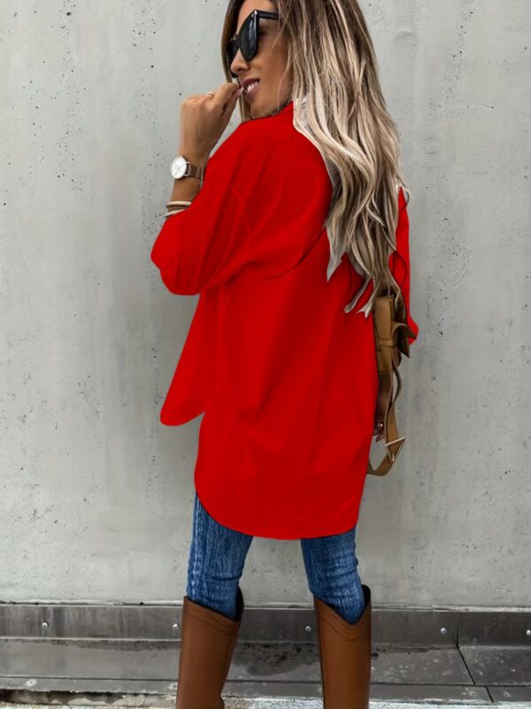 Simple Casual Long Sleeve Shirt With Pocket - Image 3