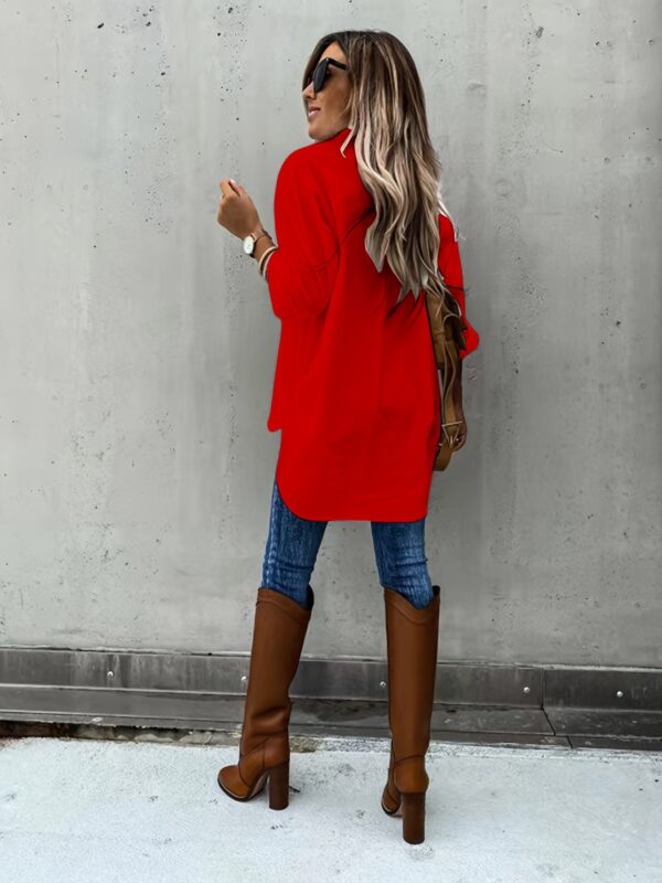 Simple Casual Long Sleeve Shirt With Pocket - Image 2